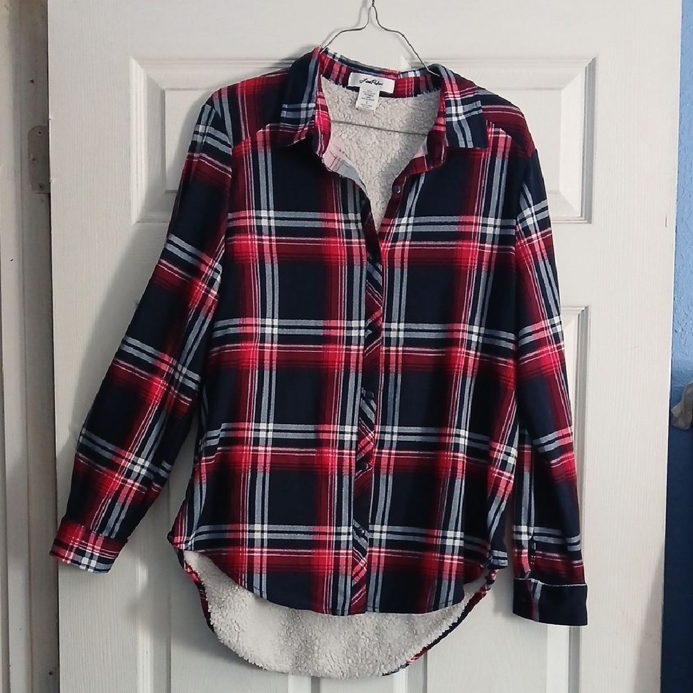 Plaid Button Down Shirt - Red and Black